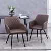 Set of 2 Dining Chairs Velvet Faux Leather Seat Modern Kitchen Chairs
