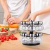 Rotating Revolving Plastic 16 Jar Spice Rack Storage Glass Jars & Chrome Lids