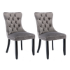 Set of 2/4/6x Velvet Dining Chairs with Wooden Legs for Home Dining Room Kitchen