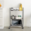 3 Shelves Kitchen Trolley Stainless Steel with Wheel Beauty Salon Cart Trolley