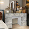 Dressing Table with Drawers, Mirror Stool Set Makeup Desk Vanity Table Bedroom