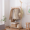 Wooden Clothes Rail Rack Garment Hanging Display Coat Storage Shelf Stand Wheels