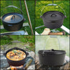 4.5L Dutch Oven Cooking Pot Cast Iron Outdoor Camping Camp Fire with Handle/Lid