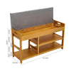 2 Tier Wooden Hallway Shoe Rack Storage Bench Bed End Stool Fabric Padded Seat
