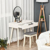 Dressing Table Vanity Set Make Up Desk with Round Mirror & Stool White
