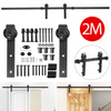 Sliding Barn Wood Door Hardware Set Steel Slide Closet Rail Track Set Kit, 6.6ft