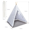 Kids Teepee Tent With Floor Mat Cotton Canvas Indian Indoor Outdoor Play House