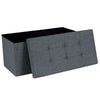 LARGE GREY FOLDING STORAGE OTTOMAN POUFFE FOOT STOOL STORAGE BOX SEAT
