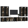 8 Piece TV Cabinet Set Black Engineered Wood M8Y6