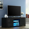 130cm Modern TV Unit Stand Cabinet Black High Gloss Door Matt Body Sideboard LED