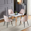 Set of 2 Pink Velvet Dining Chairs Kitchen Dinning Room Metal Leg Padded Modern
