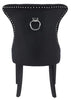 Set of 2 Black Velvet Dining Chairs Ring Knocker, Velvet Upholstered , Wing back