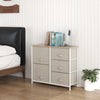 Fabric Cabinets Storage Unit Chest of 3/4/5 Drawer Bedside Table Organiser Beige