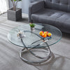 Modern Coffee Table Round Tempered Glass Top Chrome Base Sofa Side End Table