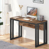 Tribesigns Computer Office Desk Rustic Brown+Black Working Table w/ Front Baffle