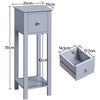 Grey Bedside Tables Set of 2PCs Slim Nightstands End Tables with Shelf & Drawer