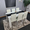 Dining Table Set and 6 4 black white Leather chairs kitchen table set of 4 or 6