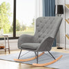 Grey Rocking Lounge Chair Relaxing Recliner Armchair Padded Seat Wooden Legs