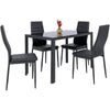 Contemporary Dining Set Glass Table with 4 Chairs Seat Black Kitchen Furniture