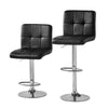 2Pcs Black Barstools Faux Leather Gas Lift Bar Chair Height Adjustable Modern
