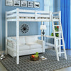 Wood Pine Cabin Bed Frame High Sleeper Boys Girls Bunk Sleepstation with Ladder