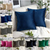 Pair of Crushed Velvet Cushion Covers 18 x 18 in Large Plain Plush Sofa Pillows