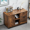 Wood File Cabinet with 3 Drawers Rustic Brown Office Cabinet File Storage New