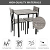 3 Pieces Compact Dining Table 2 Chairs Set Wooden Metal Frame Breakfast Kitchen