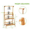 3-Tier Folding Bamboo Hanging Plant Stand Adjustable Flower Pot Display Shelf