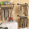 2x Industrial Pipe Clothes Rack Wall Mounted Hooks Door Entrance Retail Boutique
