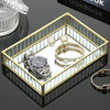 Vintage Mirrored Storage Box Gold Tray Jewelry Earring Cosmetics Display Box