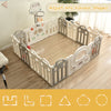 14 Panels Foldable Baby Playpen with Activity Panel & Basketball Hoop Grey NS