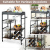 4-Tier Kitchen Serving Trolley Rolling Storage Cart W/ Wine Rack & Glass Holder