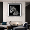 3D Diamond Leopard Head Wall Art Painting Pictures Glass Mirror Frame Posters XL