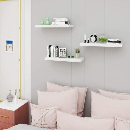 Low Gloss Floating Shelf Shelves Display Unit Wall Mounted Bookcase White