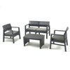 4pc Black Outdoor Garden Cushioned Chair Table Conversation Set Furniture Patio
