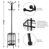 Metal Coat Stand Rack Free Standing Hall Tree Coat Hanger with Umbrella Holder