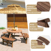 6-Person Outdoor Wooden Round Picnic Table Garden Circular Picnic Bear Table