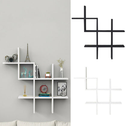 Wall Floating Shelf Multi Compartment Display Storage Shelves Wooden Bookshelf