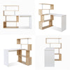L Shaped Computer Desk Corner Desk 360 Degree Rotatable Shelves Natural wood