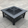 3 in 1 Square Fire Pit BBQ Grill Outdoor Garden Table Stove Patio Heater Ice Pit