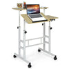 Mobile Standing Desk Height Adjustable PC Laptop Table wIith Flip-over Desktop