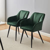2x Dining Chairs Set Velvet Padded Seat Metal Legs Dining Room Furniture Chair