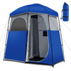 Double-Room Camping Shower Tent Changing Room Privacy Tent W/ Ground Stakes