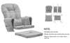 ONPNO Replacement Velvet Cushions 5PCS Set for Glider Rocking Chair and Stool