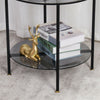 Modern Round Tempered Glass Coffee Table Accent End Table Apartment Space Saving