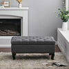 Upholstered Bench Stool Chair Footstool Side Pouffe Seat with Curved Wood Legs