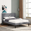 Fabric Upholstered Bed 4ft6 Double Size Bed Frame with Wing Headboard in Grey