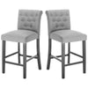 2x Bar Stools Kitchen Linen Padded Pub Barstool w/ Wood Legs Footrest High Chair