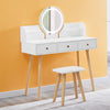 White Dressing Table Makeup Desk LED lights Round Mirror with Stool Vanity Set